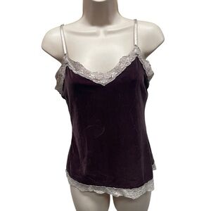 New York & co Y2K purple Velvet Camisole with Lace Trim boho witchy whimsigoth M